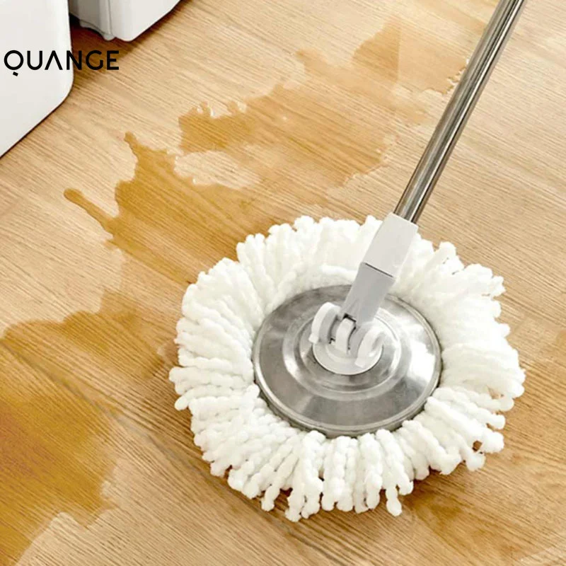 QUANGE Round Lazy Mop 360° Rotating Hand Pressing Spin Sewage Separation Wring Hand Free Mop with Bucket Home Kitchen Cleaner