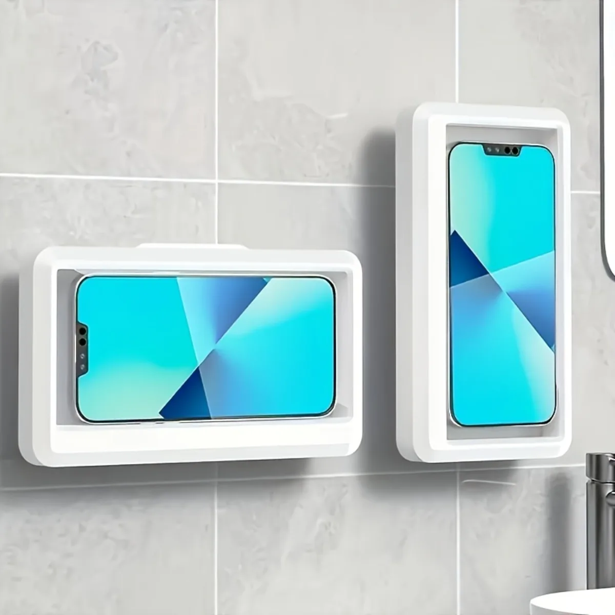

Anti-fog, high sensitivity - Universal clip-on mount - Shower phone mount, 360° rotation, compatible with 6.8-inch phones
