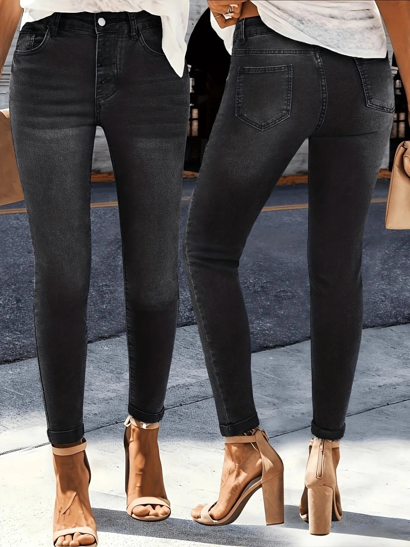 

Джинсы в стиле хип-хоп унисекс, черные, узкие, из денима, ретро Y2K, оригинальные, без аксессуаров и ремней.