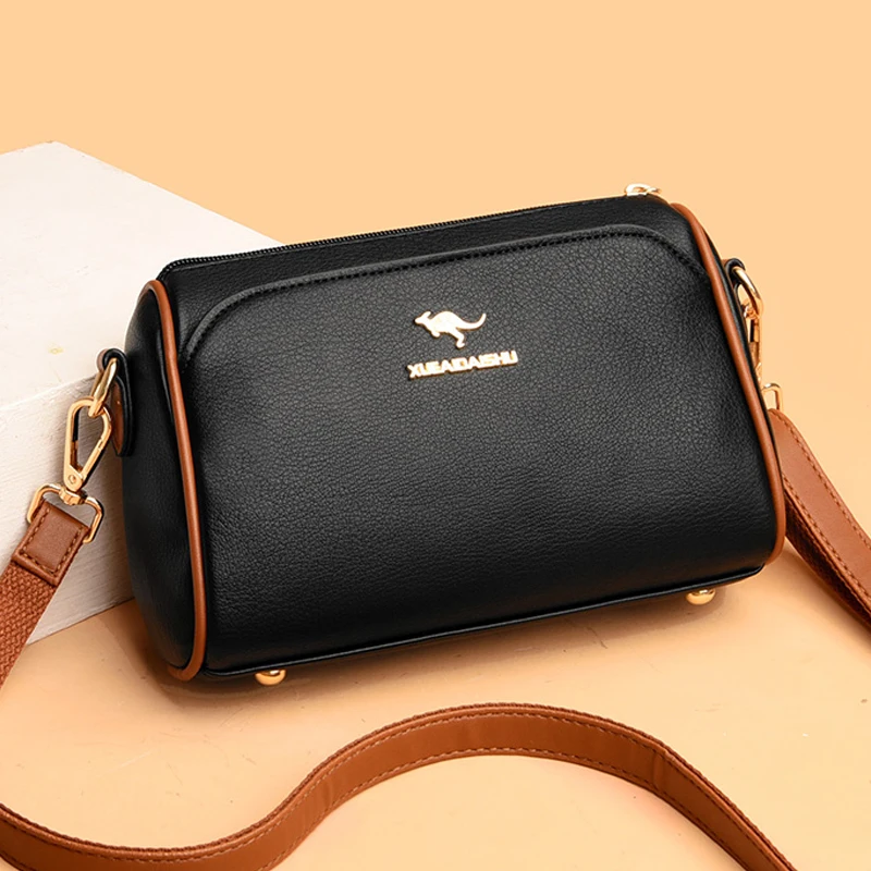 

Casual Leather Messenger Bags Women Fashion Large Capacity Travel Shoulder Pouch Luxurious Female Solid Color Crossbody Handbags