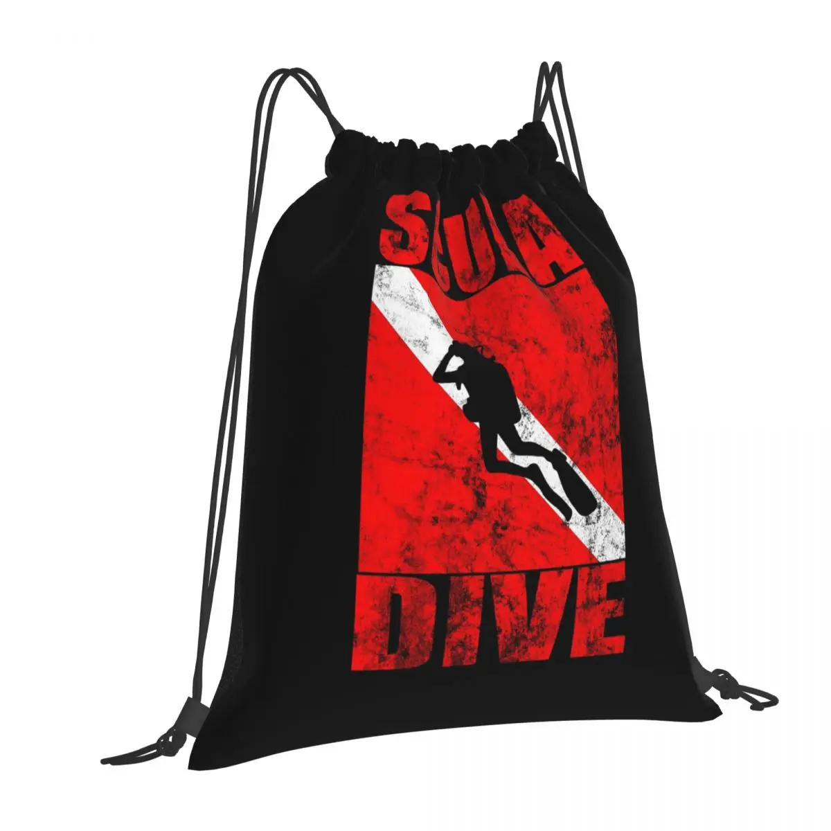 Scuba Dive Diver Down Flag Diving Gear Backpacks Portable Drawstring Bundle Pocket Sundries Bag Book Bags for Travel Students