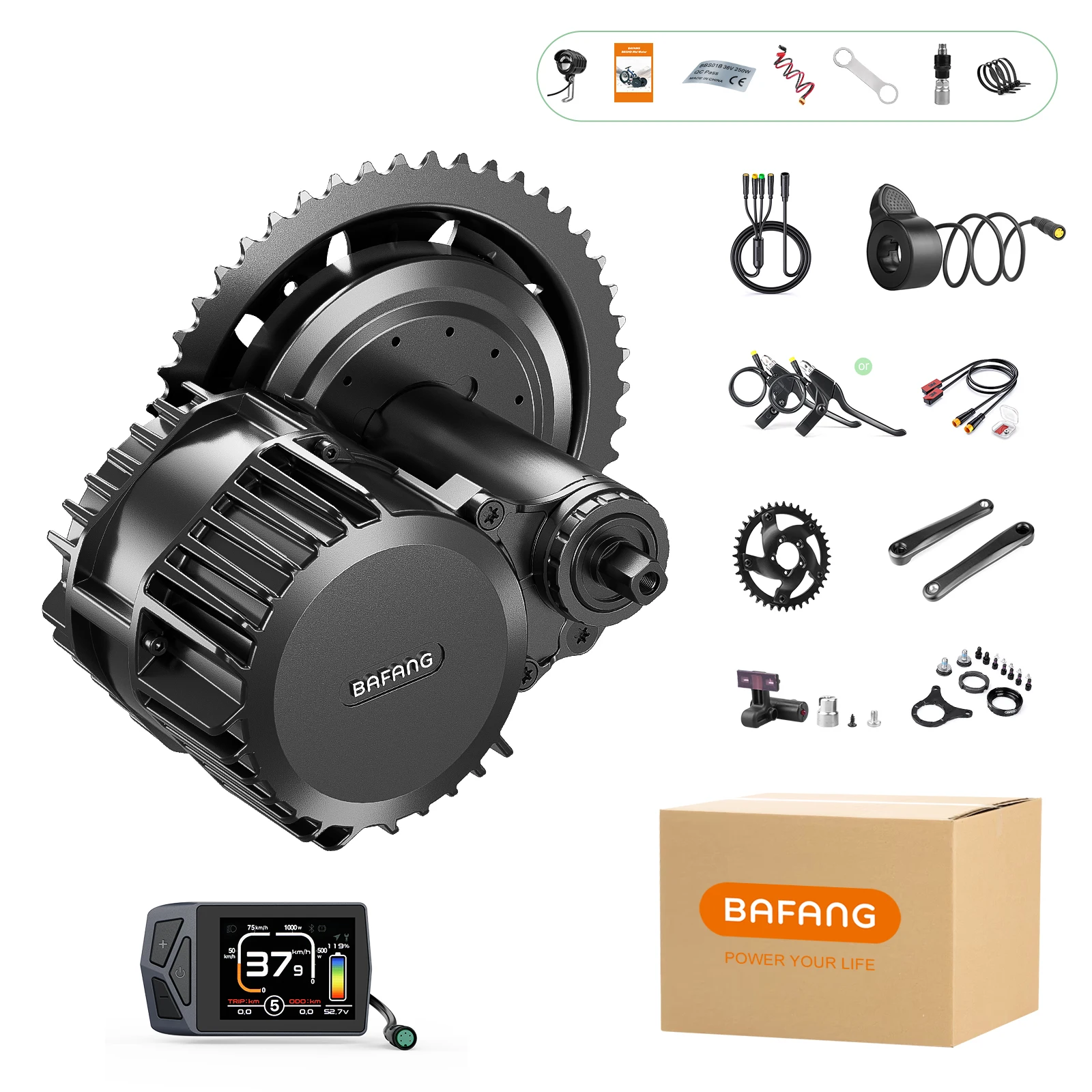 Bafang Engine 250W 350W 500W 750W 1000W Motor Kit 36V 48V 52V Mid Drive Electric Bike Conversion Kits 8fun BBS01B BBS02B BBSHD