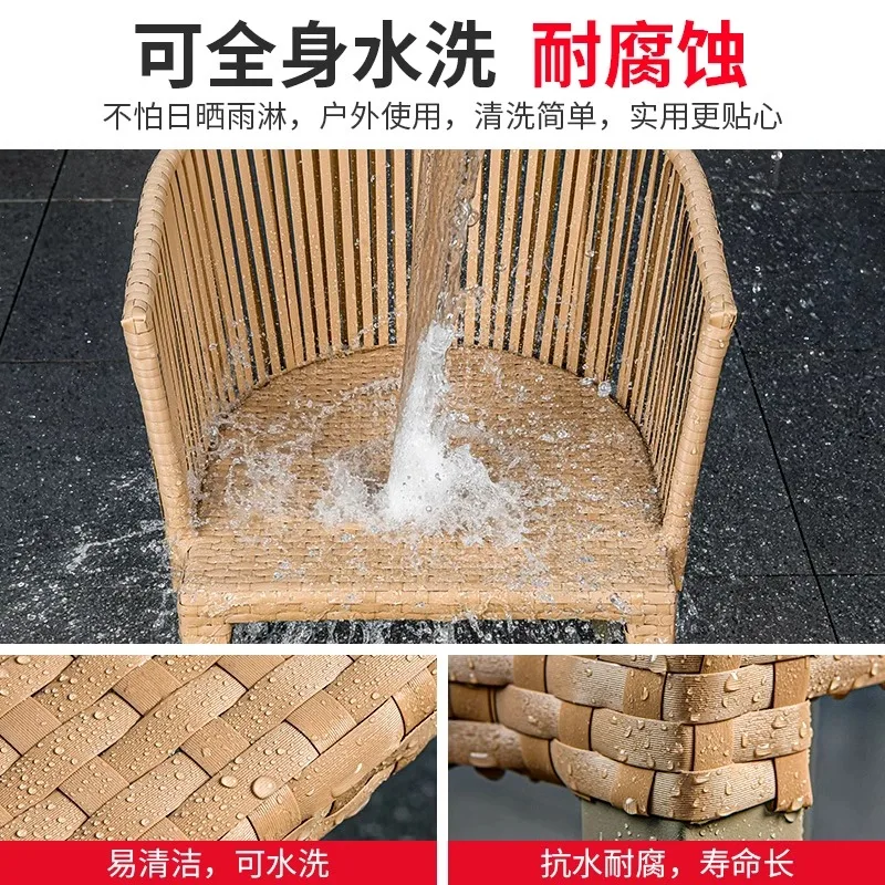 

Furniture for small-sized apartments Plastic Wicker Coffee Table with Lounge Chairs for Terrace Courtya