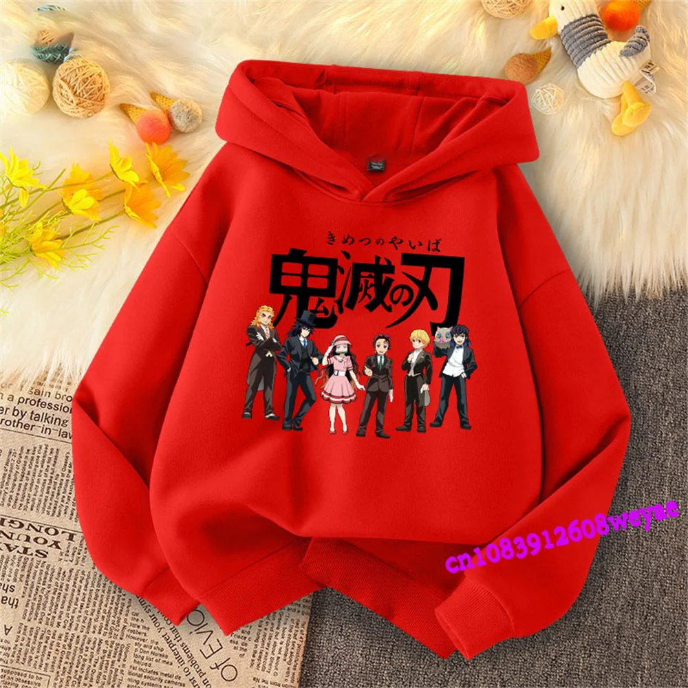 Demon Slayer Spring And Autumn Children Boys And Girls With Hoodie Sweater Top Cartoon Printing Children\'s Sportswear Coat Baby