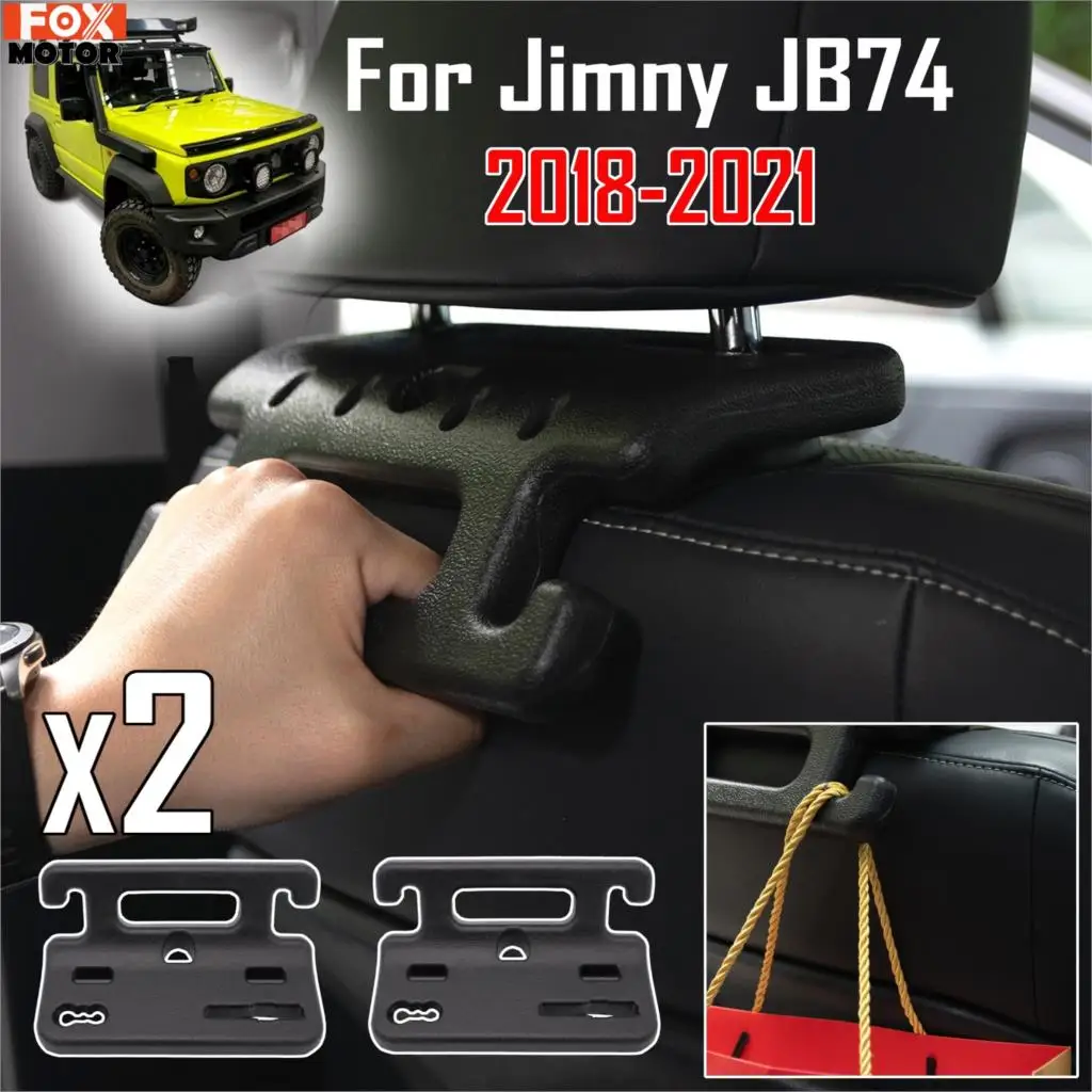 Car Seat Back Hook Grab Handle Handrail For Suzuki Jimny JB74 2018 2019 2020 21 Headrest Hooks Storage Bag Holder Clothes Hanger