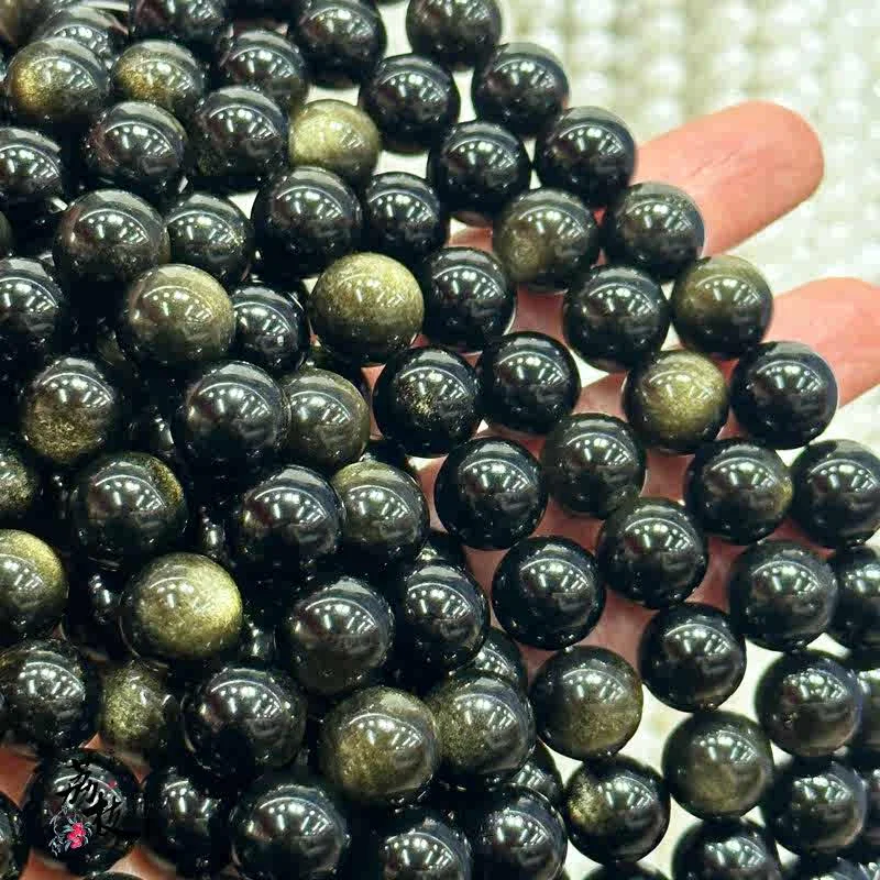 2pcs Beautiful Natural 6-14MM Black Obsidian Round Gemstone Loose Beads 15