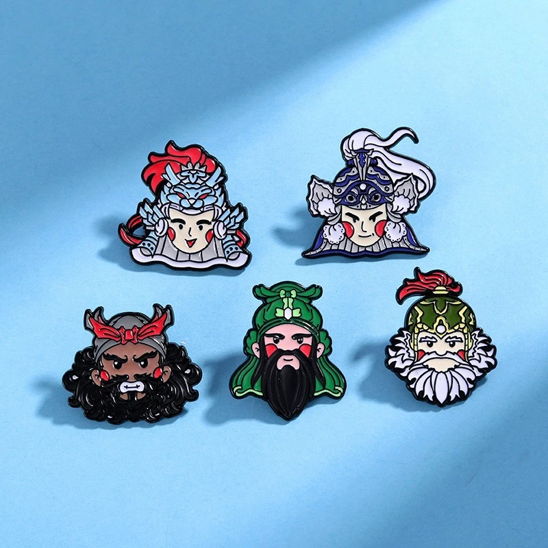 Cartoon Five Tigers Generals Brooch Pin Casual Fashion Gift Badge Pins for DIY Clothing Bags Hat Scarf T-shirt Jeans Decoration