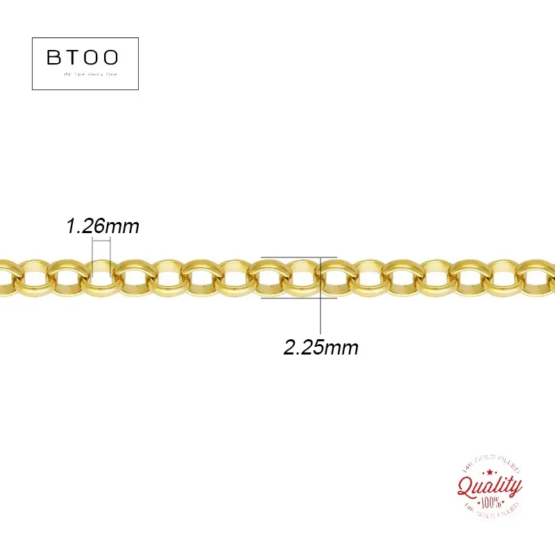 14k Gold Filled 2.25mm Rolo Chain Gold Necklace Chain Wholesale Thick Necklace or Charm Bracelet Undone Chain Accessories