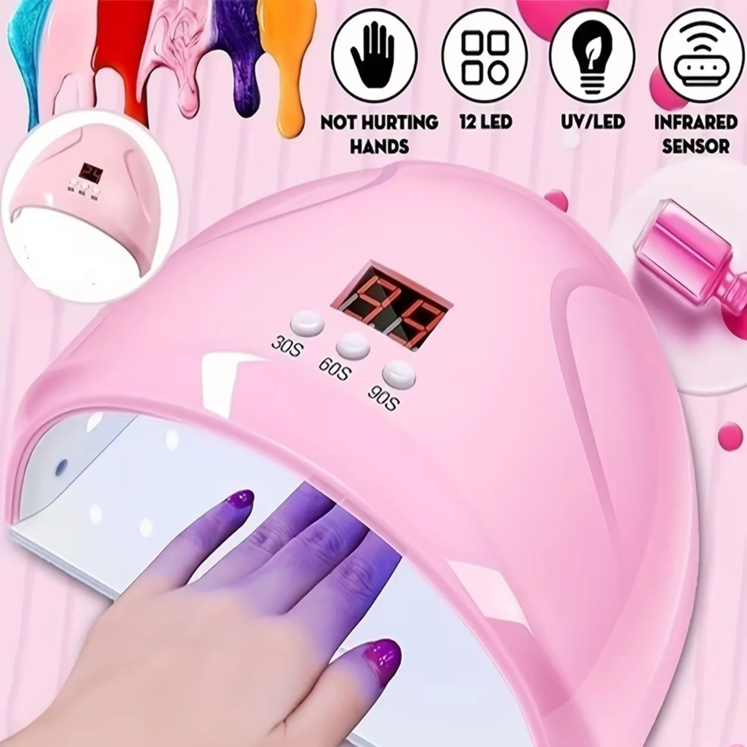 Light nail lamp, portable gel varnish drying lamp, UV curing flashlight machine, pin for professional nail dryer