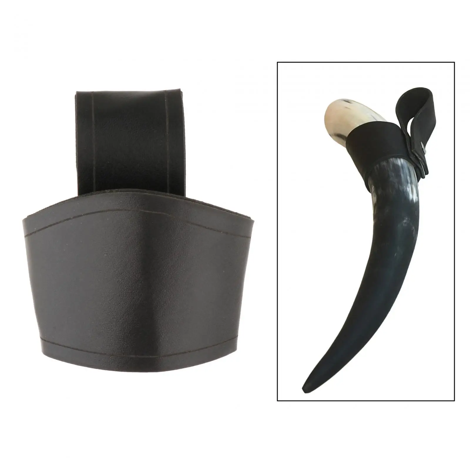 Horn Shape Cup Mug Holder Portable Men Women PU Leather Cup Holder Hanger