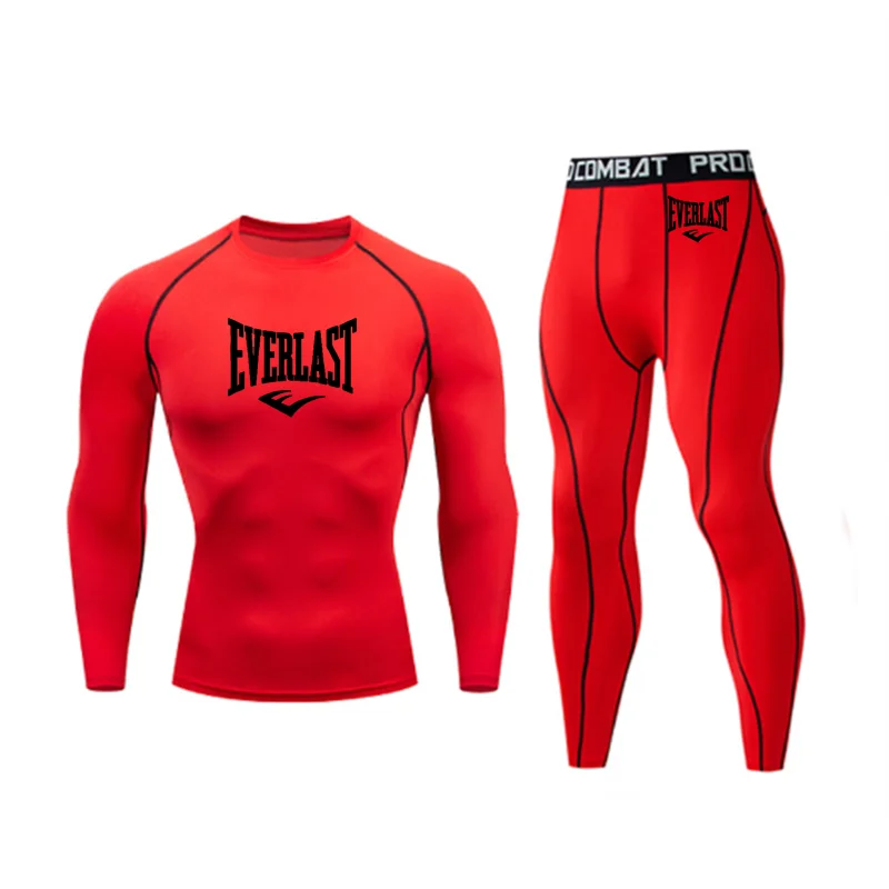 EVERLAST-Sportswear De Compressão Impressa Para Homens, Ginásio De Fitness, Vestuário De Treinamento Apertado, Corrida De Esportes, Roupas De Corrida