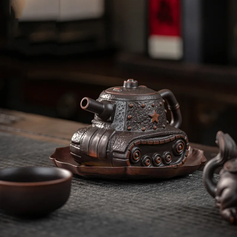 Creative Purple Pottery Teapot Vintage Tea Infuser Pot Tea Soaking Kettle With Strainer Dahongpao Tea Items Accessories Set