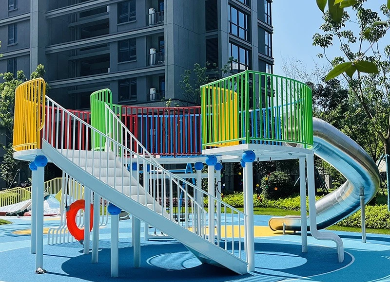Outdoor large stainless steel slide Children-friendly park Community scenic area No power play