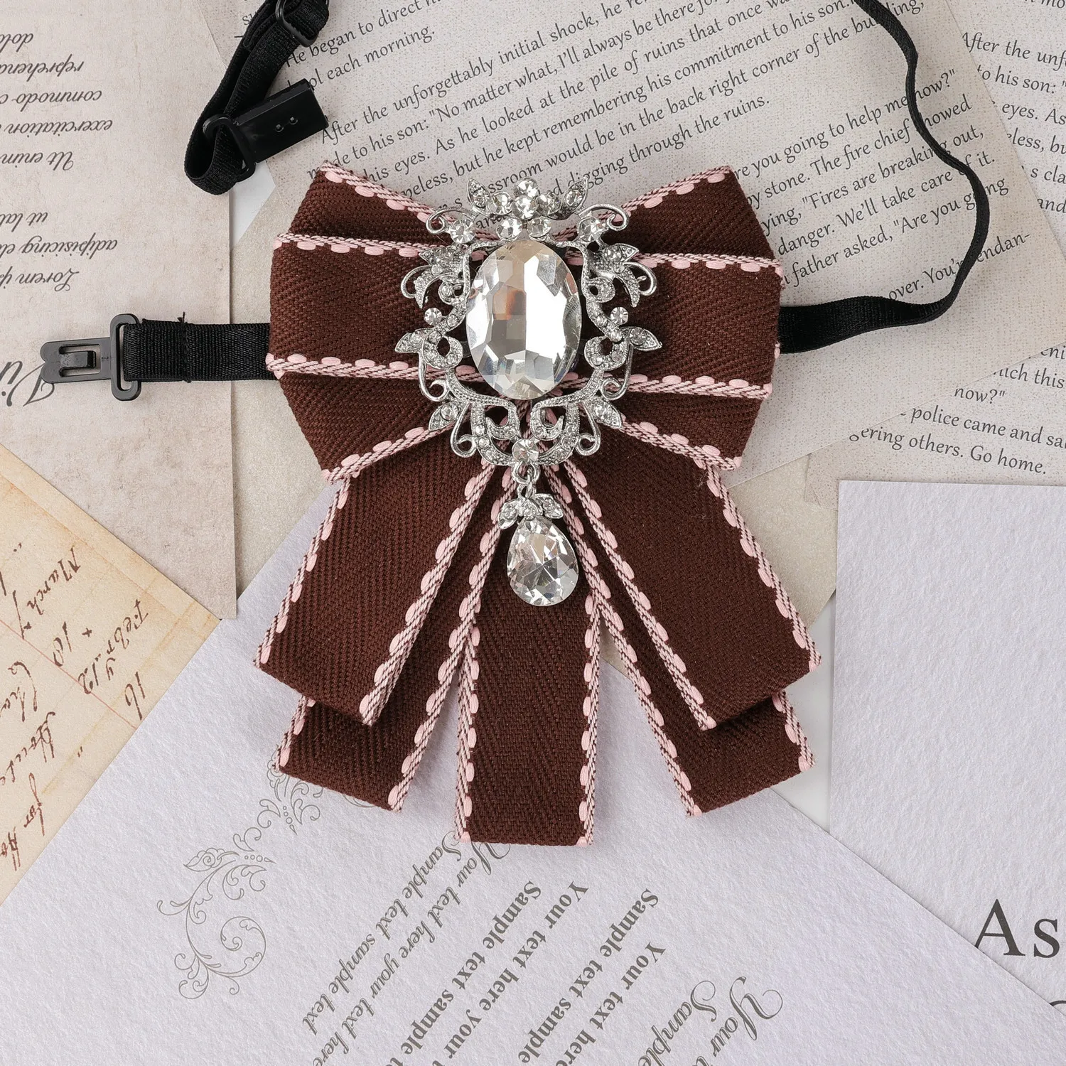 Neue Elegante Koreanische Damen-Schleife, Herren Schwarze Strass-Hemdkragen-Schleife, Mädchen Modische Fliege, Hochzeits- und Party-Krawatte – Detail 22