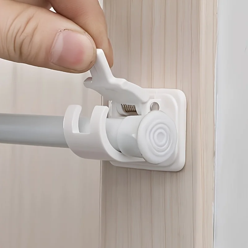 4/10Pcs Wall Mount Curtain Rod Bracket , Adjustable,Self-Adhesive,Plastic,for Bedroom,Living Room,Kitchen,Bathroom,Utility Hooks