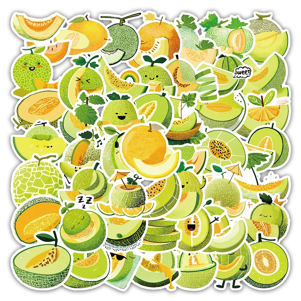 Collection d'autocollants de Melon animé, 54 pièces, décalcomanies de fruits amusantes pour coque de téléphone, carnet de notes, bricolage artisanat, assortiment d'autocollants alimentaires