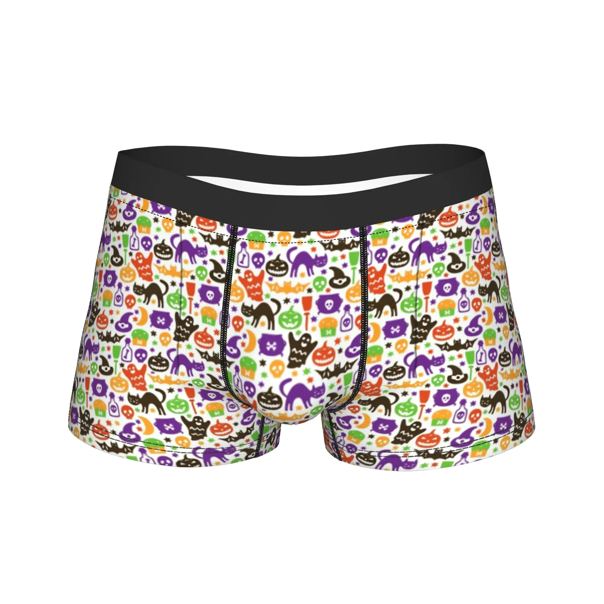 Halloween Ghost Pumpkin Spooky Trick Or Treat Witch Men's Boxer Shorts Comfortable Underwear  Underpants