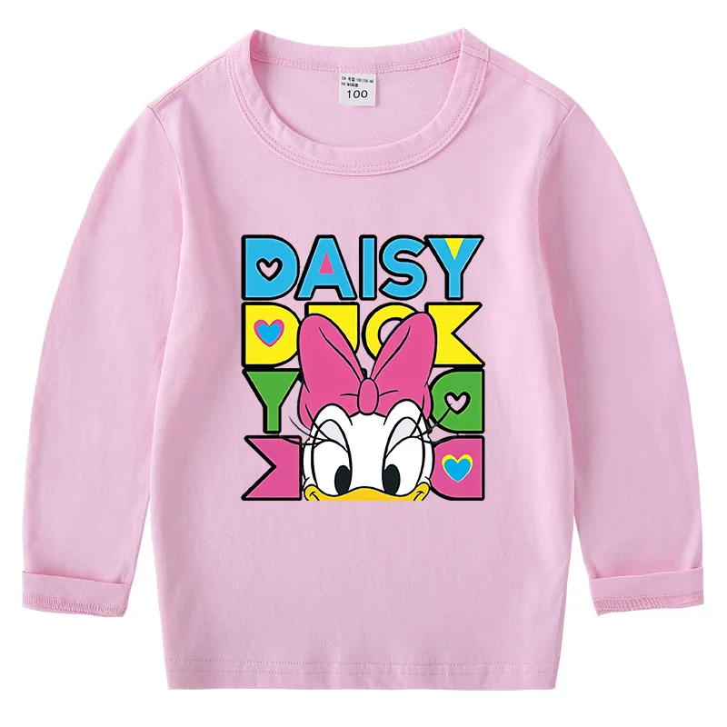 

MINISO Disney Mickey Mouse and Donald Duck Spring and Autumn Children's Round Neck Long-sleeved Tops Bottoming Shirt T-shirt