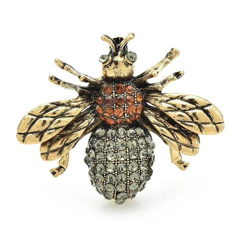 

New Fashion Vintage Bee Brooches For Women Rhinestone Cute Insects Party Casual Brooch Pins Gifts