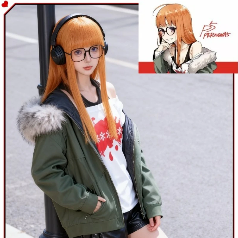 

Anime Futaba Sakura Game Persona 5 Cosplay Costume Women halloween Full Set P5 Uniform Suit Casual Coat Jacket Shirt