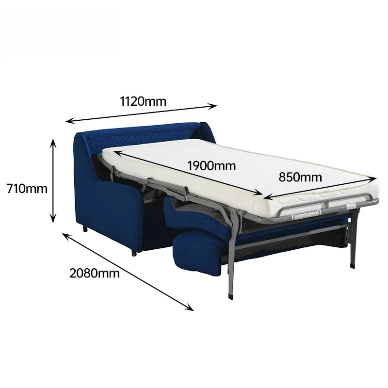 Modern folding fabric sofa bed, suitable for small apartment living room