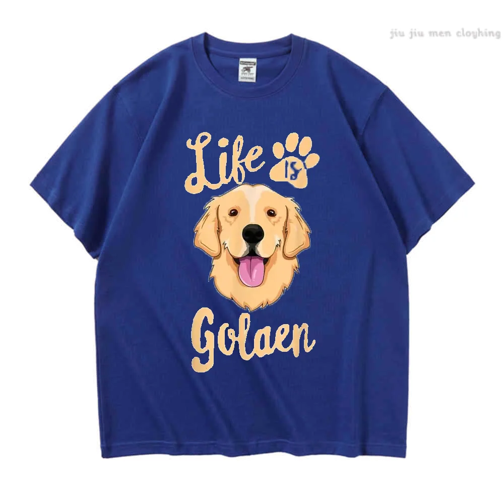 Life Is Golden Retriever T-Shirt Men Women Dog Owner Gift T-Shirt Cotton Loose Casual Tshirts Unisex Tops Tees O-neck Oversized