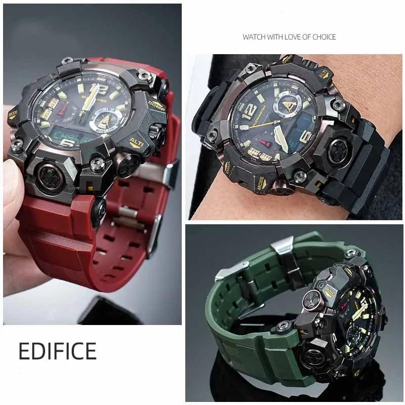 Resin Silicone Watch Belt for Casio G-Shock Mudmaster 3rd Generation GWG-B1000 Watch Strap Special Interface Concave Mouth Strap