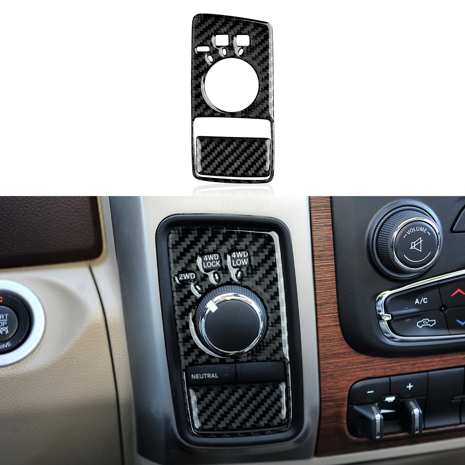 4WD Car Button Panel Cover Decals for 2013-2018 Dodge Ram 1500 2500 3500 Accessories Carbon Fiber Stickers