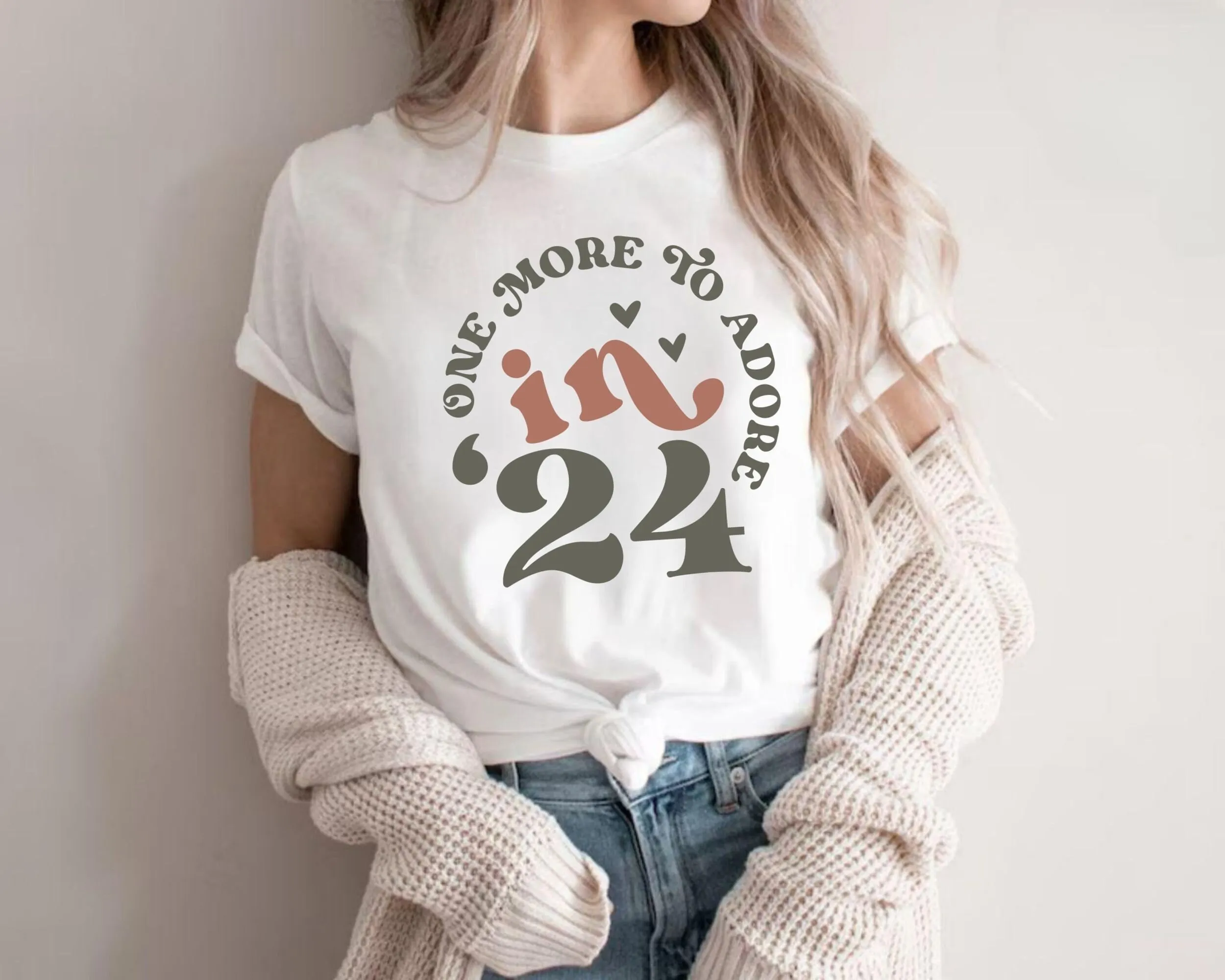 One More To Adore In 24 Pregnancy AnnouncemenT T Shirt Pregnant Maternity Mom Be SweaT New Expecting