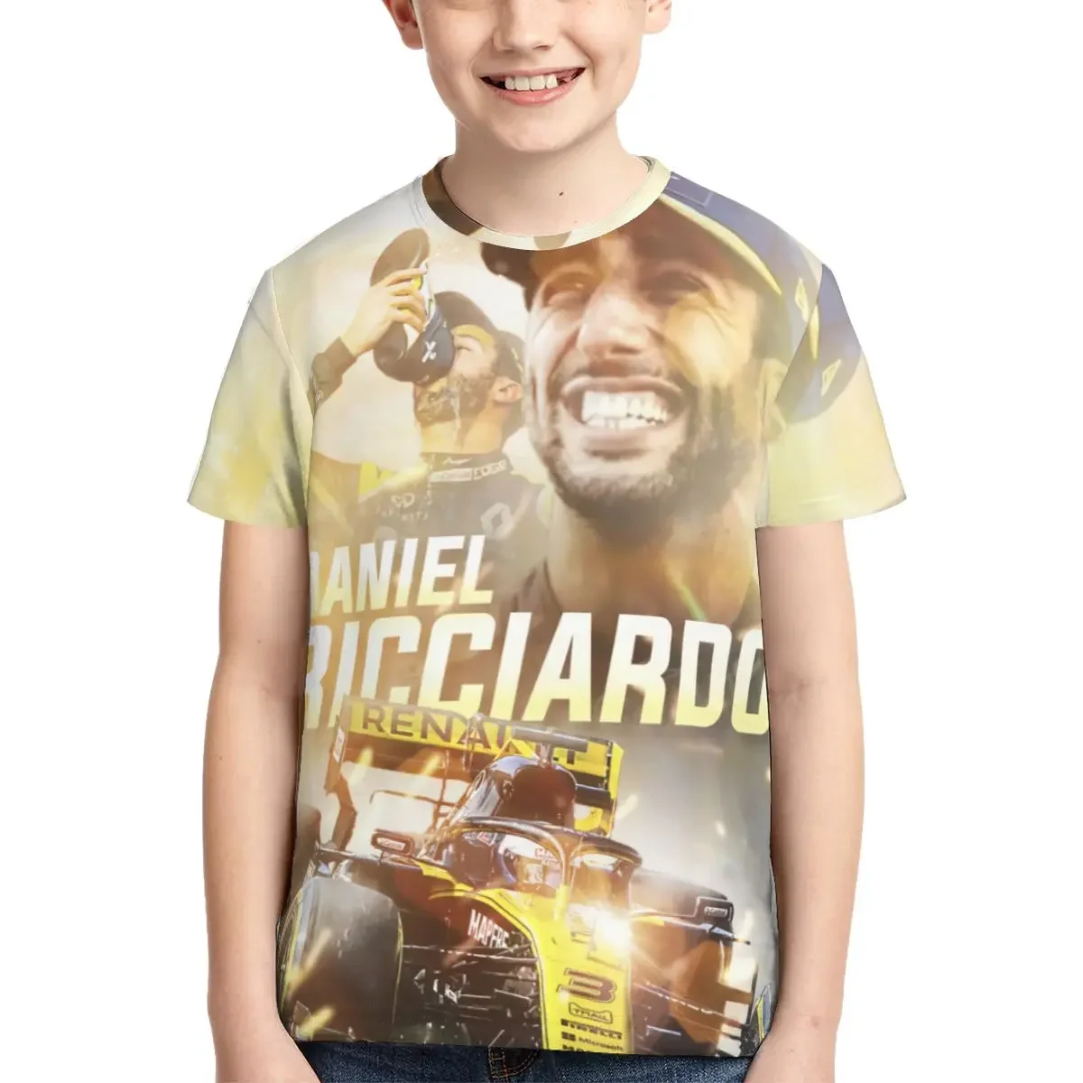 

Daniel Ricciardo 3 T Shirt - Short Sleeve Crew Neck Soft Fitted Tee Shirts for Teen Girl & Boy