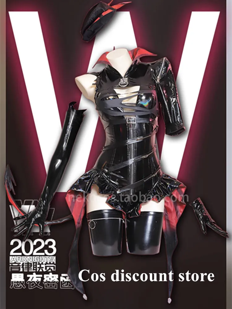 Arknights Game W Cosplay Costume pour femme, combinaisons en cuir sexy, vêtements de fête d'Halloween, noir, anime, fille, bande dessinée, nouveau, 2024