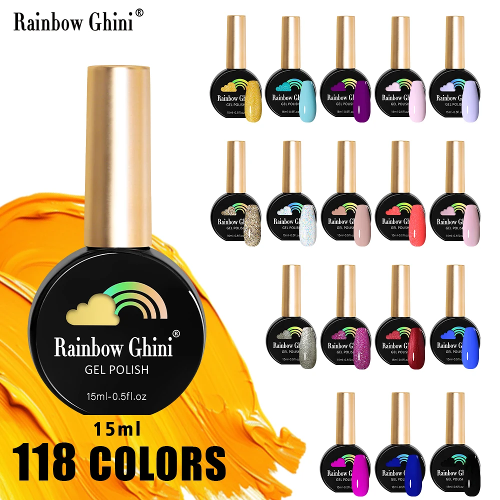 Arco-íris ghini 15ml venalisa tpo hema pintura livre gel polonês base de unhas casaco superior glitter neon borracha gel unha polonês arte suprimentos