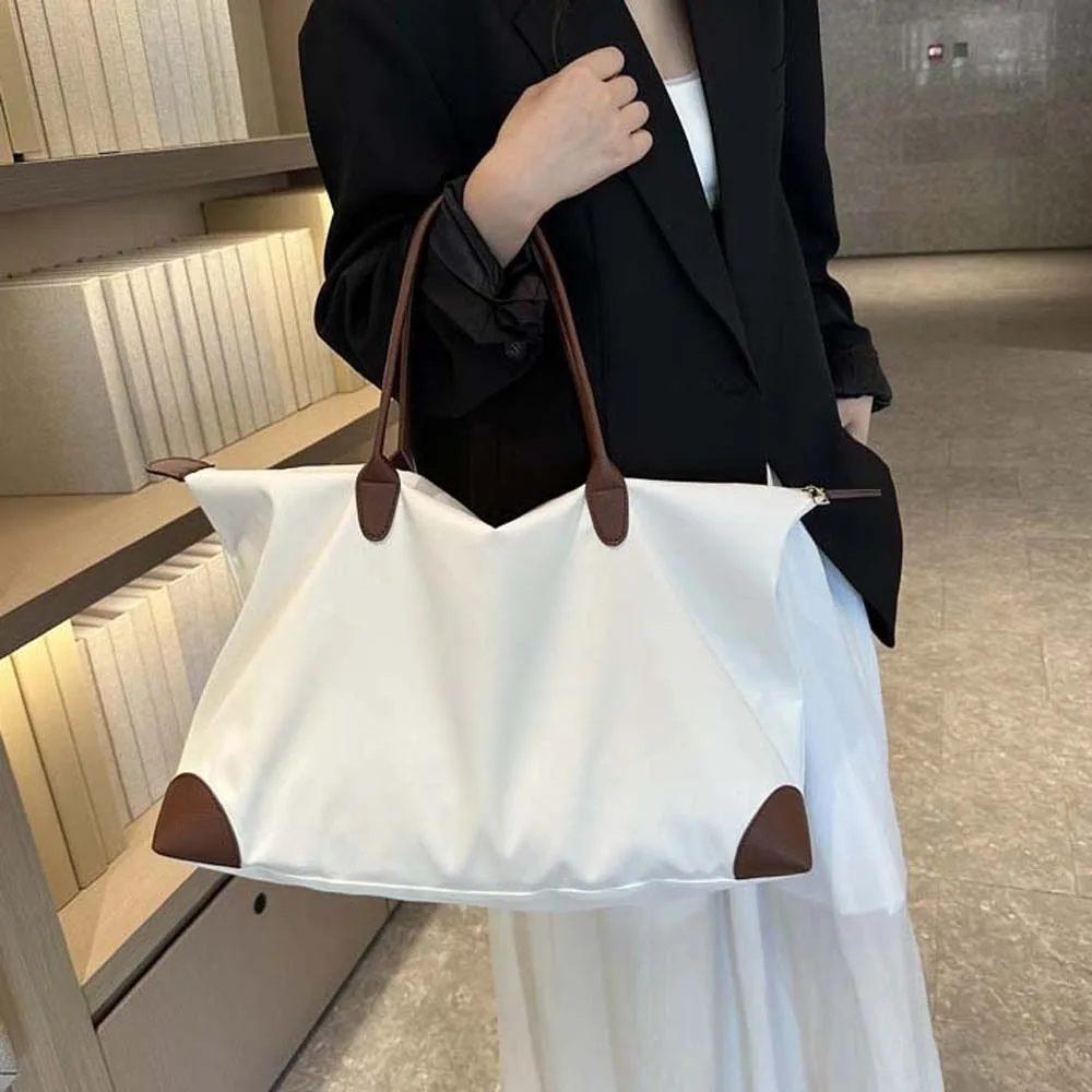 

Solid Color Oxford Tote Bag Waterproof Large Capacity Nylon Shoulder Bag Mommy Bag Shopping Bag Simple Underarm Bag Outdoor