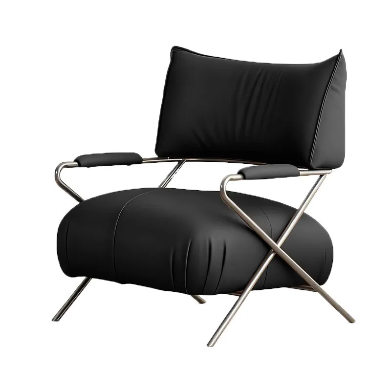 Stainless steel single sofa chair balcony study reading leisure armrest back chair