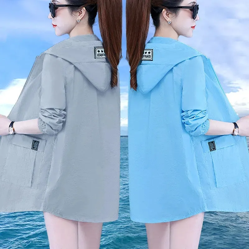 

2024 New Sunscreen Clothing For Women UV Protection Summer Korean Version Thin Jacket Loose Medium Length Casual Windbreaker