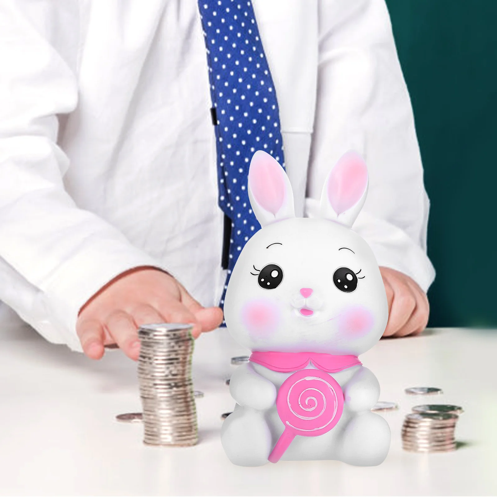 Anti-Drop Munt Bank Vinyl Bunny Vormige Spaarpot Voor Kinderkamer Decoratieve Spaarpot Educatief Cadeau Cartoon Spaarpot