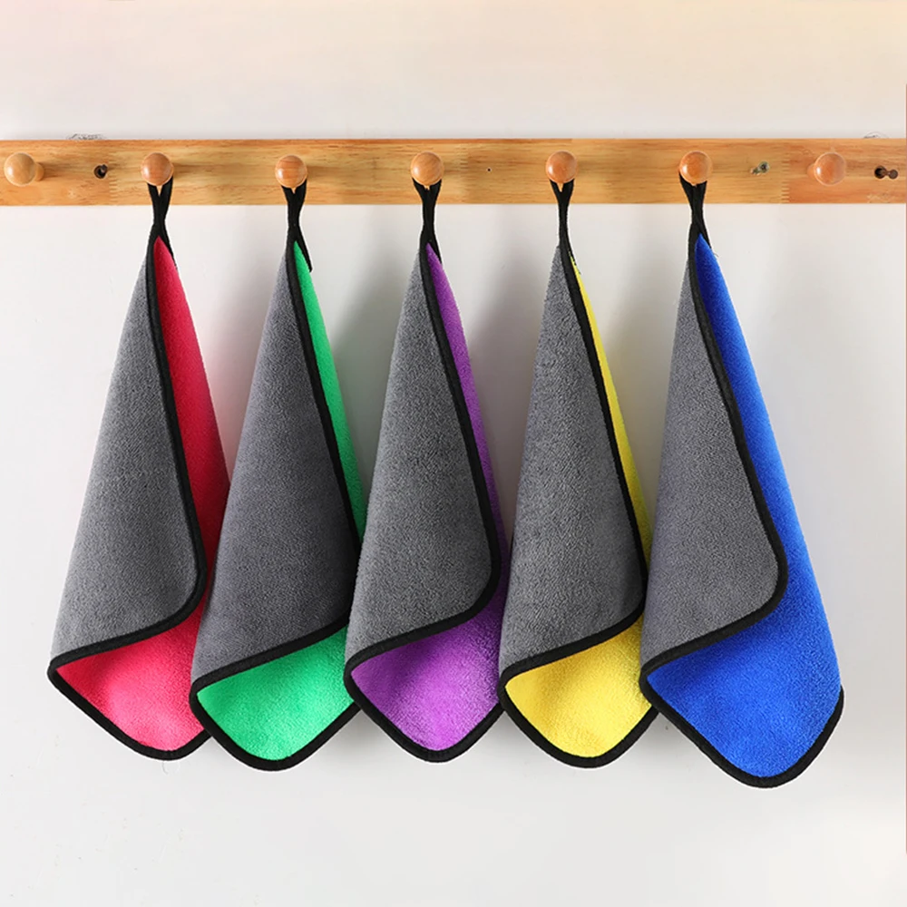 

30cm Kitchen Cleaning Cloth Car Wash Towel Double-sided Coral Fleece Cleaning Towel Soft Absorption Kitchen Rag Scouring Pad