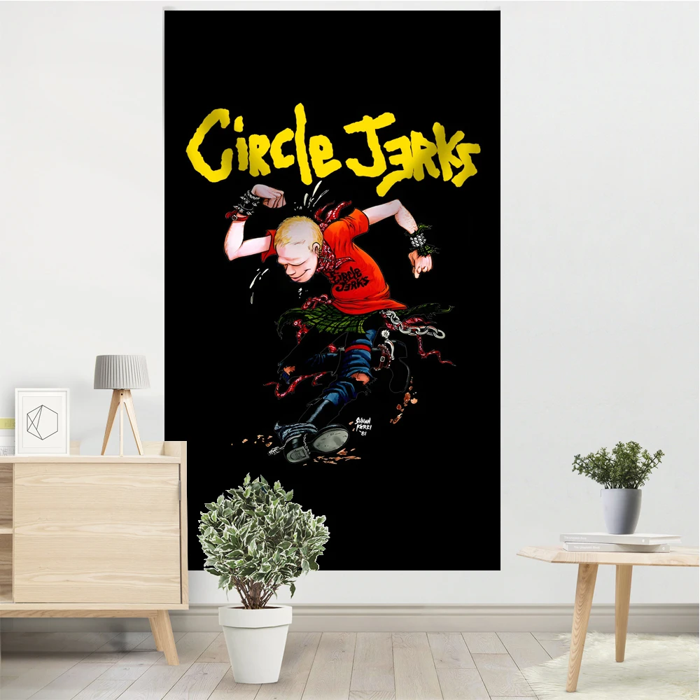 Punk Rock Circle Jerkss Tapestry Banner Loded Dipers Club Student Dormitory Wall Hanging Decoration