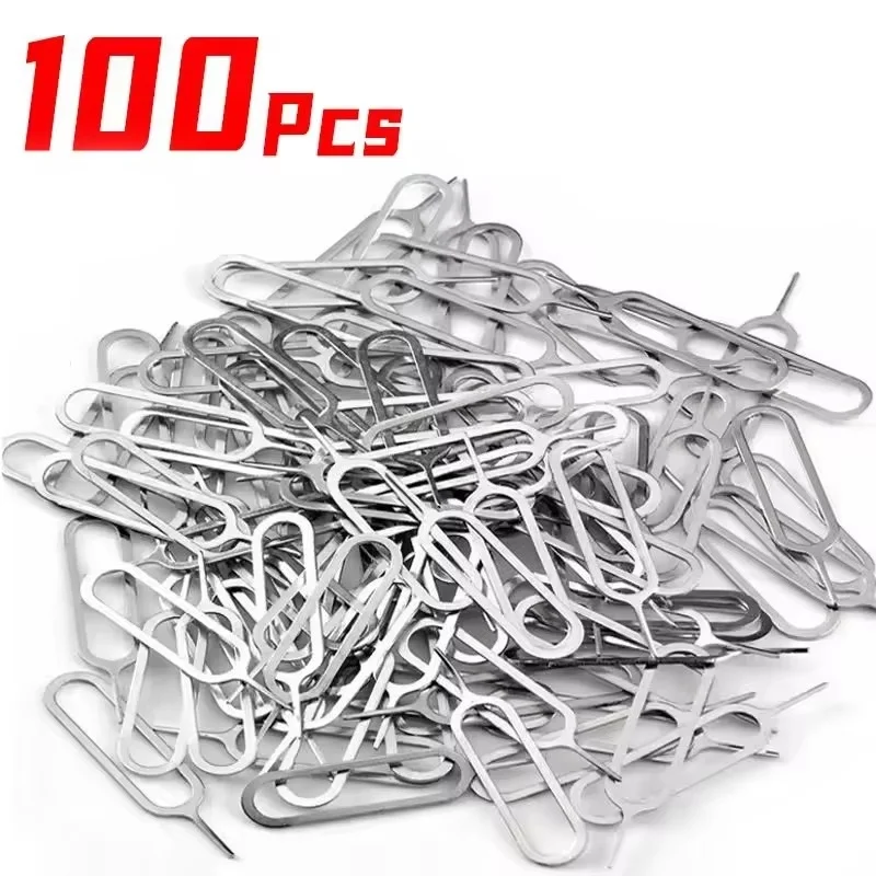 1/50/100Pcs Anti-Lost Sim Card Eject Pin Eject Needle Remover For iPhone Xiaomi Huawei Ios & Android Replacement Repair Supplies