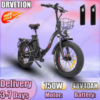E Bike Folding 750W Powerful Motor 48v40Ah Lithium Battery Electric Bike Disc Brake Adult 20*4.0 Inch Fat Tire Electric Bicycle