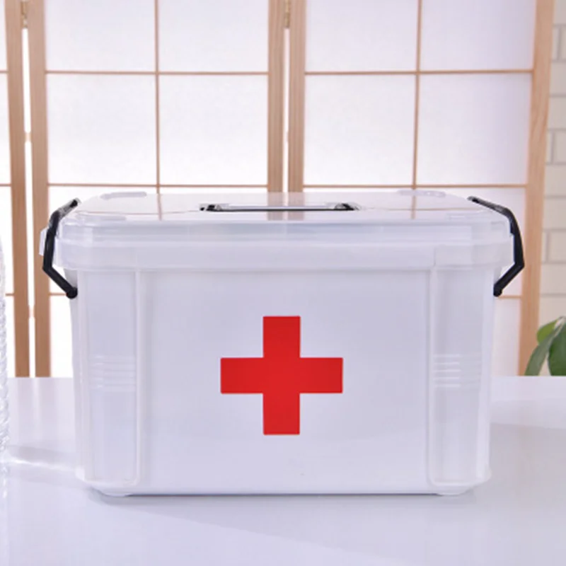 Medical First Aid Kit Household Medicine Box Double-layer Box Portable Medicine Box Cosmetic Tools Multifunctional Storage Box