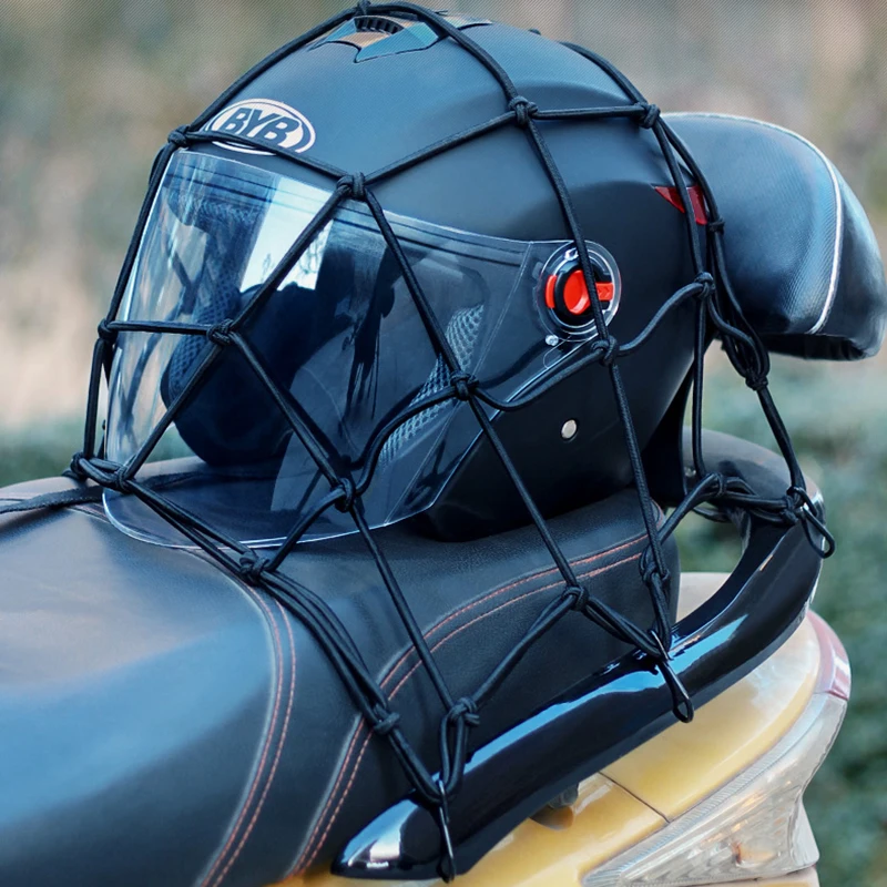 伸縮性のあるコード製バイク用荷物ネット 40x40cm 調整 - Cargo Net Bungee Cord Motorcycle Helmet のレビューと価格