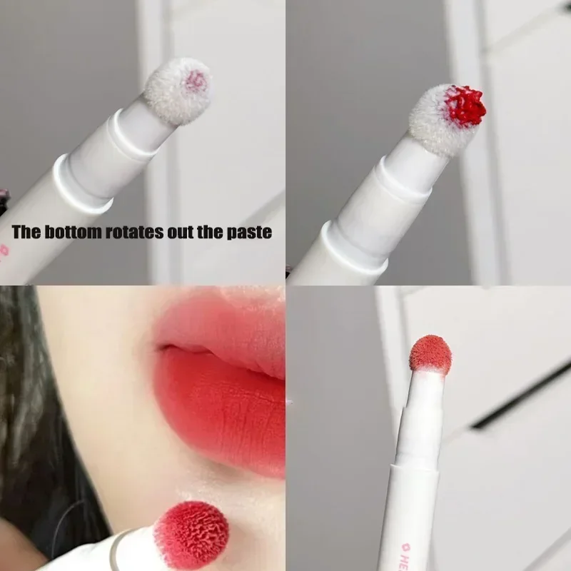 Fluffy Cosmetic air cushion Lip Glaze Soft Velvet Matte Lipstick Cream Nude Rose Red Waterproof Long Lasting Lip Tint Paste