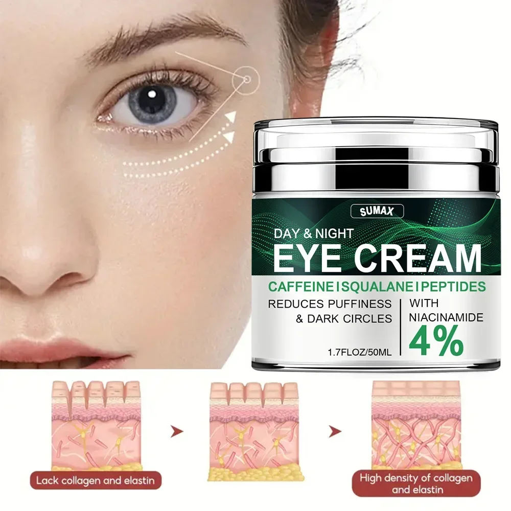Creme para os olhos com nicotinamida, creme para olheiras, remove bolsas para os olhos sob ácido hialurônico, soro hidratante contra inchaço, gel para cuidados com os olhos