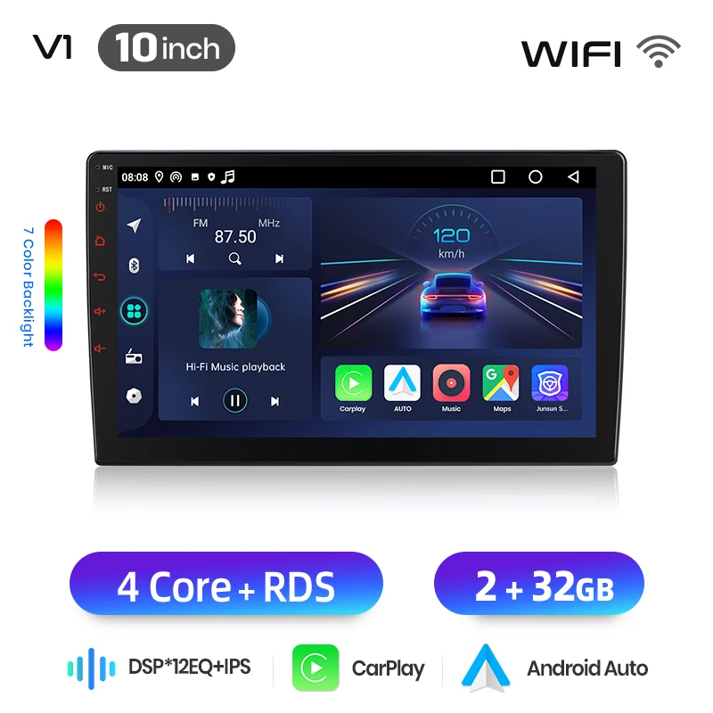 Junsun Autoradio voor Skoda Fabia 2 2007-2014 draadloze CarPlay Android Auto intelligente auto-systemen BT FM Geen 2din DVD
