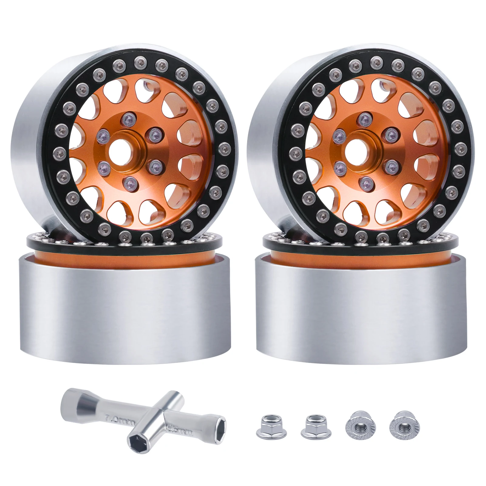 HobbyPark Aluminum 1.9 Beadlock Wheels for 1/10 Scale RC Crawler, Compatible with Traxxas TRX4 Axial SCX10 Redcat Gen 8 RC4WD