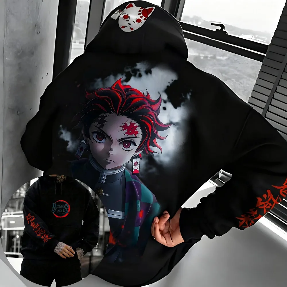

Demon Slayer Men's Hoodie Sweater Tanjiro Kamado Anime Spring and Autumn Boys Children's Long-sleeved Parent-child Outfit Winter