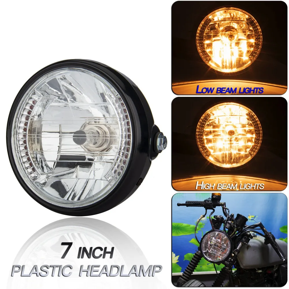 Universal 7 inch 12V Motorcycle Round Headlight Turn Signal Light head light lamp for Bobber Honda Yamaha Kawasaki Cafe