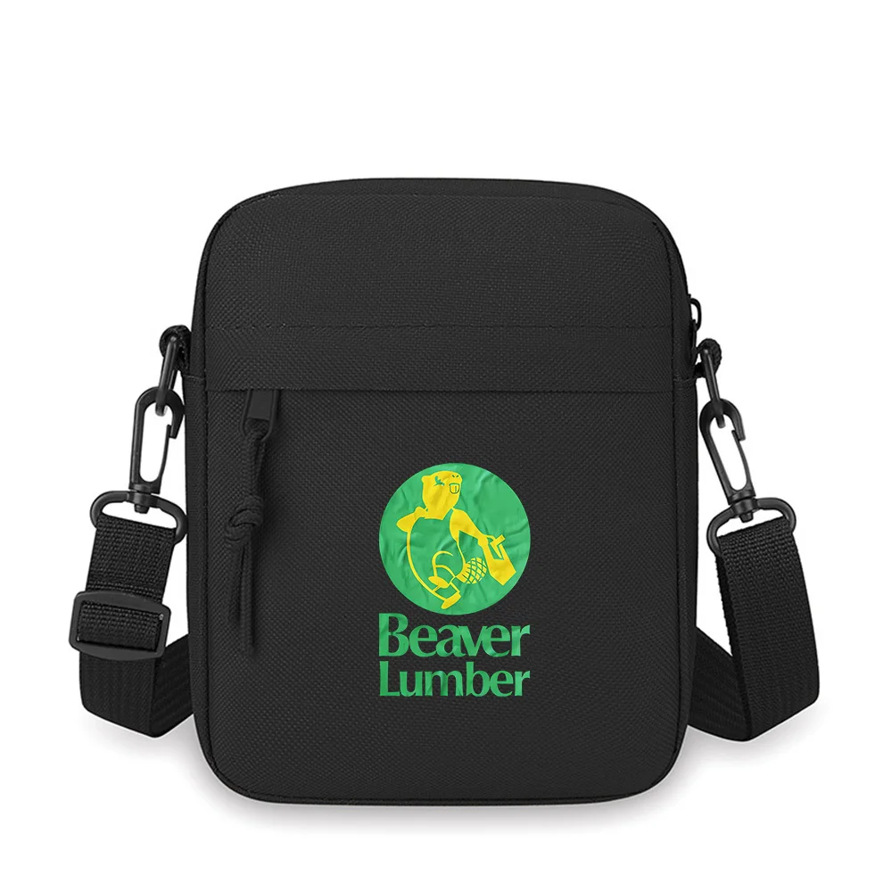 

Beaver logo with holding wood axe Men Crossbody Bag Single Shoulder Women Cartoon Anime Film Printing Design Unisex