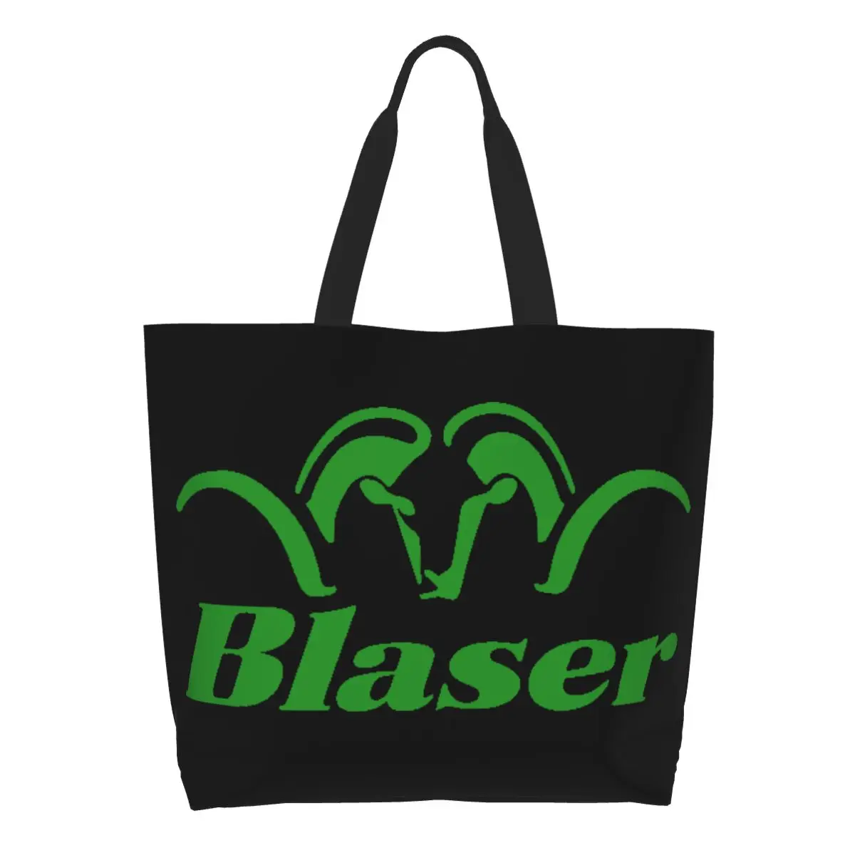 Green Blaser Firearm Gun Groceries Shopping Bag Funny Printing Canvas Shopper Shoulder Tote Bags Big Capacity Portable Handbag